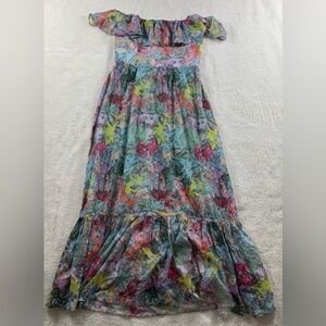 Alice + Olivia Women Off Shoulder Maxi Dress Floral Ruffle Boho Multicolor Size